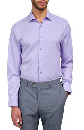 W.R.K Slim Fit Broken Stripe Print Recycled Performance Stretch Dress Shirt in White Purple at Nordstrom Rack, Size 15.5