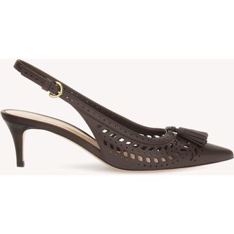 Gianvito Rossi Fes Sling Slingback in Brown Calf Leather at Nordstrom, Size 41.5
