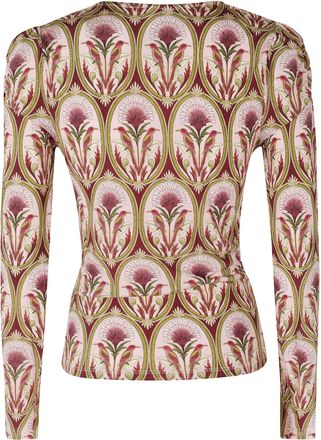 Farm Rio Garden Medal Floral Print V-Neck Cotton Blouse