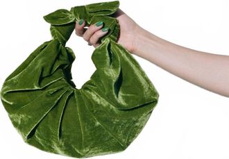A Bronze Age Womens Velvet Kiku Croissant Purse In Chartreuse