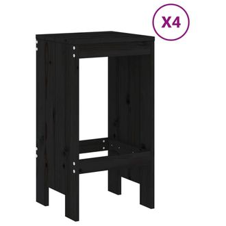 Berkfield Home Beautiful 5 Piece Garden Bar Set Black Solid Wood Pine