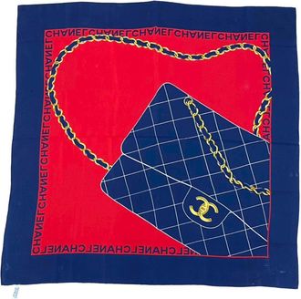 Chanel Pre-owned Womens Classic Flap Silk Scarf - Navy Textile - One Size