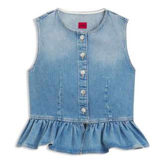 HUGO BOSS Dames, Tops, Blauw, Maat: S Katoen