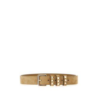 Valentino Garavani Rockstud Suede Riem - Dames - Riemen - Beige - 75 CM - Denim - Accessoires