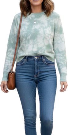 JoosTricot Long Sleeve Tie Dye Peachskin Crew Neck Tee In Ice