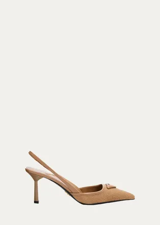 Prada 75mm Cashmere Slingback Pumps