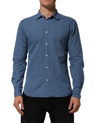 Aglini Cotton Slim Fit Colla Long Sleeve Casual Mens Shirt (Pre-Owned)