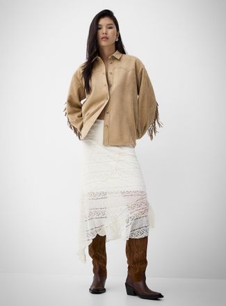 Icone Womens Asymmetrical lace skirt