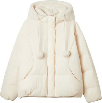 B+ab Jack van imitatiebont met capuchon - Beige