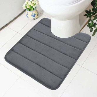 OEM Tappetino Wc Antiscivolo In Memory Foam Zvd Con Foro Centrale, 50 X 60 Cm, Assorbente, Lavabile, Grigio Scuro - Crezuo
