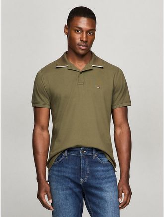 Tommy Hilfiger Mens Regular Fit Under Collar Tipped Polo - Green - XS