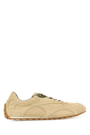 Bottega Veneta Beige Suede And Fabric Orbit Sneakers