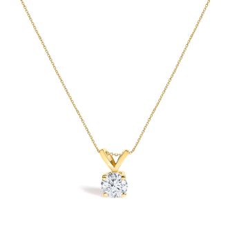 House of Brilliance 14K Gold Lab Grown Diamond Round Solitaire Pendant Necklace