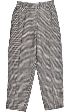 Brunello Cucinelli Womens Beige Blue Linen Houndstooth Trousers, Size 10