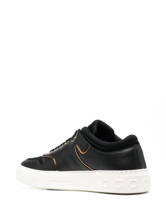 Ferragamo Borg Logo Leather Sneaker - Black