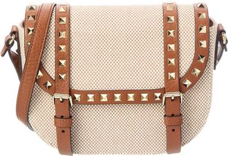 Valentino Rockstud Canvas & Leather Crossbody