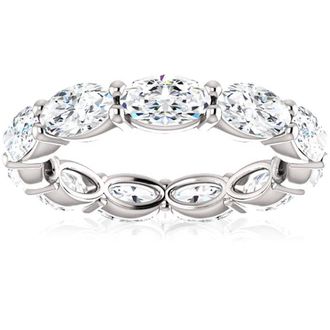 Pompeii3 4 Ct Oval Moissanite Eternity Ring 14k White Gold