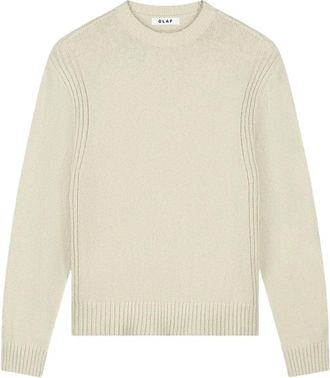 Olaf Hussein Essential Gebreide Trui met Ronde Hals - Heren - Ronde hals truien - Beige - S - Truien & Vesten