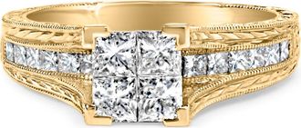 House of Brilliance 14K Yellow Gold 1.0 Cttw Princess Composite Diamond Engagement Ring at Nordstrom