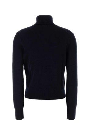 Ami Womens Midnight Blue Wool Sweater Navyred Exterior: Merino Maglieria