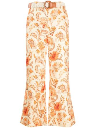 Zimmermann Pantaloni crop a fiori Junie - Arancione