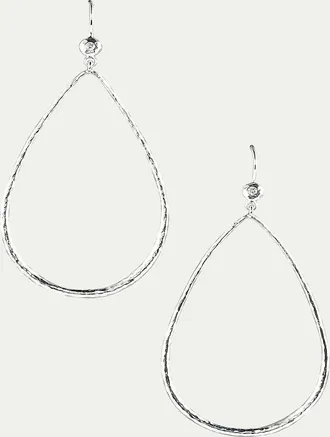Ippolita Hammered Teardrop Earrings in Sterling Silver with Diamonds