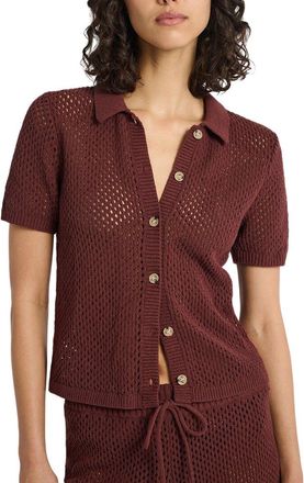 Onia Crochet Knit Button Up