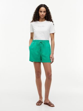 Tommy Hilfiger Womens Linen-Cotton Blend Pull-On Short - Green - XL