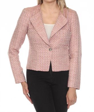 Joseph Ribkoff Long Sleeve Boucl&eacute; Blazer Jacket In Pink/multi