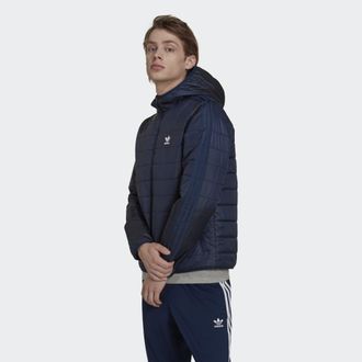 adidas Originals Mens Padded Hooded Puffer Jacket - Blue Polyamide - Size Small