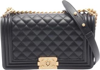 Chanel Pre-owned Boy Caviar Leather Shoulder Bag - Dames - Vintage Schoudertas - Zwart - ONE Size - Leer - Vintage