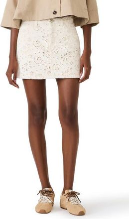 Steve Madden Beck Eyelet Embroidered Denim Miniskirt in Sea Mist at Nordstrom, Size 24
