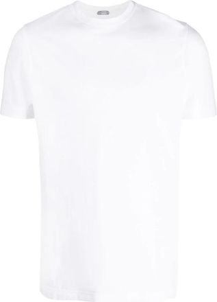 Zanone Katoenen T-shirt met 3 knopen - Heren - T-shirts - Wit - 5XL - Katoen - Tops