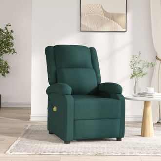 vidaXL Sill&oacute;n De Masaje El&eacute;ctrico Tela Verde Oscuro Vidaxl