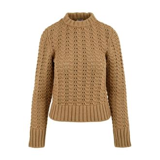 Aspesi Truien & Vesten, Dames, Beige, S, Wol, Rondgebreide trui