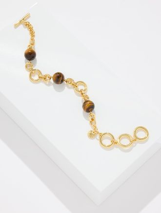 Talbots Odette Tigers Eye Toggle Bracelet - Tigers / Gold - 001 Talbots