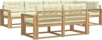 vidaXL Conjunto De Sof&aacute;s De Exterior 6 Uds. Blanco Y Crema Poli&eacute;ster Vidaxl