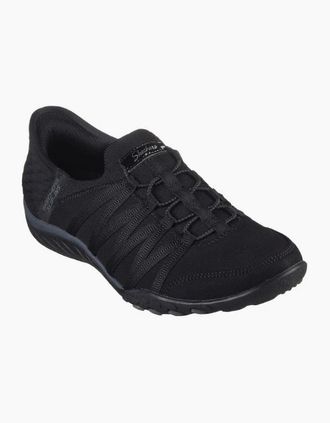 Skechers Womens Skechers Slip-ins Relaxed Fit: Breathe-Easy - Roll-With-Me 100593 Black - Size: 4