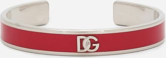 Dolce & Gabbana Rigid Enameled Bracelet With Dg Logo - Woman Bijoux Fuchsia Metal Onesize