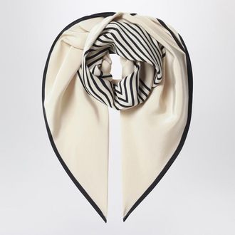 Toteme Cream silk scarf with central monogram
