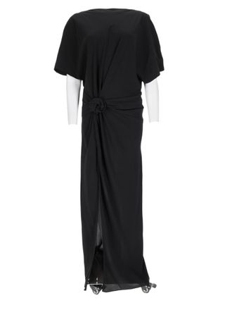 Rotate Gathered Knot Midi Dress With Draped Effect