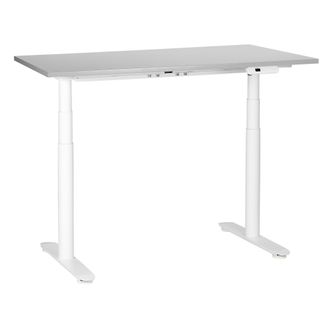 Beliani Beliani - Escritorio De Altura Regulable El&eacute;ctrico Dise&ntilde;o Moderno Patas Redondas 120 X 72 Cm Tablero Gris Soporte De Acero Blanco Destinas
