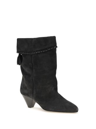 Isabel Marant Womens Draped Suede Boots Faded Black Calf Leather Bos Taurus