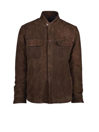 Volfagli Brown Suede Leather Donatello Jacket with Snap Button Closure
