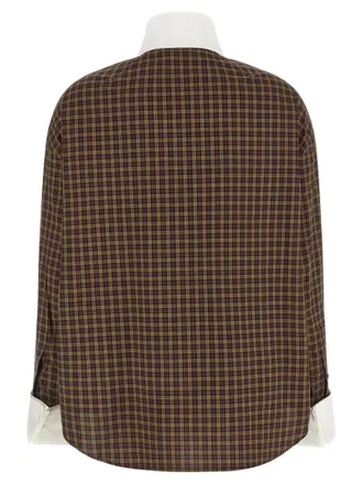 Marni Check Cotton with Scarf Collar Shirt - Brown