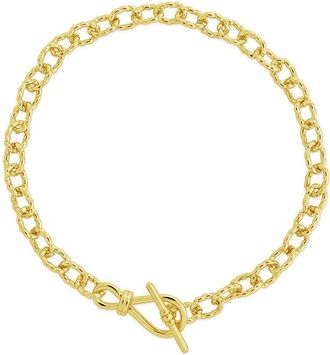 Sterling Forever 14K Plated Scottie Textured Chain Toggle Bracelet