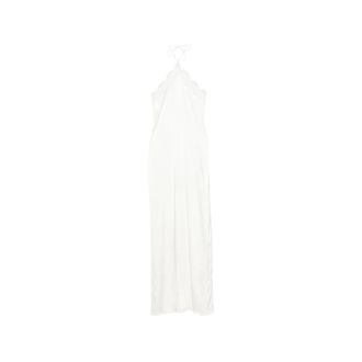 Os&eacute;ree Gowns, female, White, Size: S Satin Lace Halterneck Maxi Dress