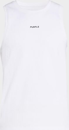 Purple Mens Ribbed Logo Tank Top