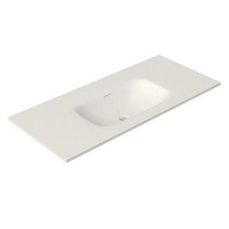 Saniclass Flow Meubelwastafel - 101x46x1.5cm - overloop - 1 wasbak midden - zonder kraangaten - solid surface wit mat