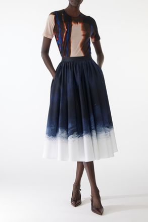 Jason Wu brushed canvas printed stretch cotton circle skirt